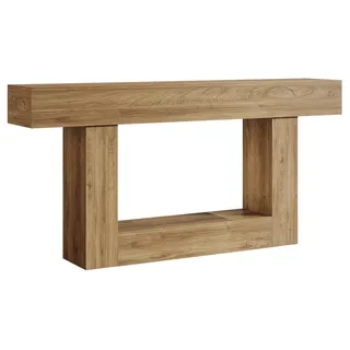 Landhaus-Beistelltisch – Konsolentisch – Sofentisch – Serviertisch – Hellbraun – 160 cm breit – 2 Ablageflächen