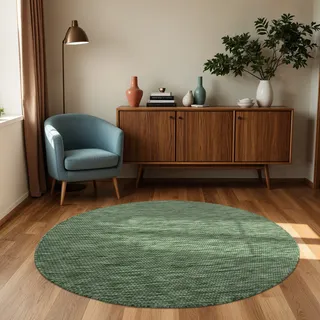 In- & Outdoor Teppich Flachgewebe einfarbig modern wetterfest für Terrasse Küche Grösse 200 cm Rund - Grün