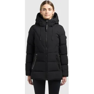 khujo Steppjacke "RABB2" mit Kapuze Applikationen aus Kunstleder, schwarz