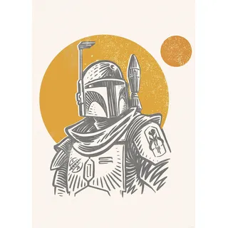 KOMAR Wandbild Star Wars Boba Fett Illustration Iconic 50 cm x 70 cm Beige