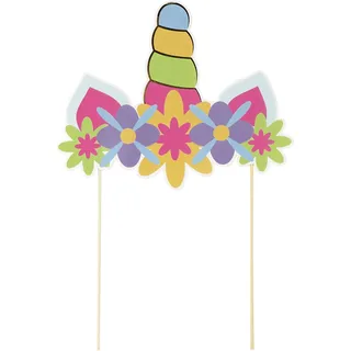 PARTY TIME Kuchendekoration Einhorn x2 Geburtstag Bunt | Kuchendekoration Einhorn x2, Accessoire für Geburtstag und Fest, Event, mehrfarbig