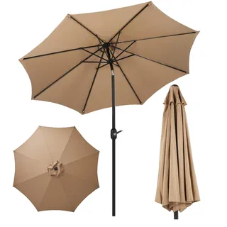 NEWBULIG 2er-Set 9FT Outdoor-Sonnenschirm, UPF 50+ Sonnenschirm für Garten, Terrasse, Hinterhof und Pool, Wasserdichter Sonnenschirm, Winkelverstellbarer Schirm, Khaki