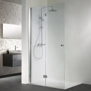 HSK Walk In Exklusiv Drehfalttür, Anschlag Links, Größe: 90,0 x 200,0 cm, 4206090-L-SO-50Edelglas, Duschkabine: Sonderfarben: ESG klar mit Edelglas