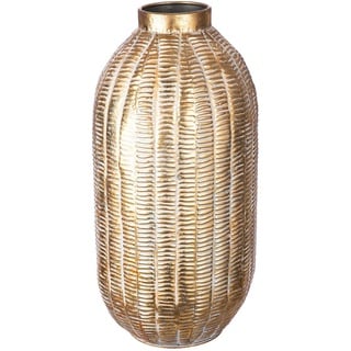 Casablanca Deko Vase groß XL - Moderne Metallvase Dekoration Pampasgras Wohnzimmer - Geschenk Geburtstagsgeschenk - Farbe: Gold Höhe 48 cm