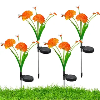 Gartendeko Solarlampen Solarleuchten für Außen Garten, 4x Solar Blumen Lampe Gartenleuchte für Rasen Terrasse Party Hochzeit Balkon Deko Beleuchtung