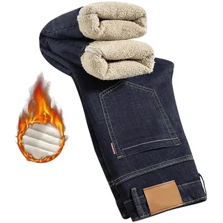 Thermojeans Herren Winter Warme Gefüttert Thermojeans Winterhose Thermohose Slim Fit Jeans Länge Arbeitshose Mit Fleece Gefüttert Hosen