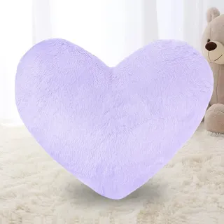 RANJIMA Herzkissen, Herzform Kissen Kuschelkissen, Kuschelkissen Schmusekissen Flausch Plüsch Dekokissen, Plüsch Kissen für Wohnzimmer Sofa Schlafzimmer Bett (Lila)
