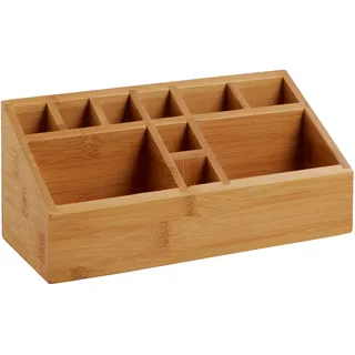 Schreibtisch Organizer Holz mit 10 Fächern, Bambus, braun