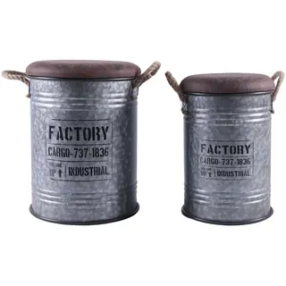 Home ESPRIT Truhen Set Silber Dunkelbraun Metall Vintage 37 x 37 x 50 cm