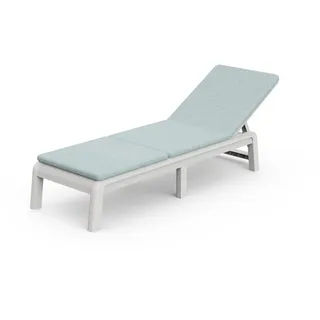 KETER Palma Sonnenliege für den Garten mit 4-Fach Verstellbarer Rückenlehne und bequemer Auflage, klappbare Gartenliege, weiß, 187 x 58 x 29 cm, pflegeleicht, wetterfest und UV-beständig