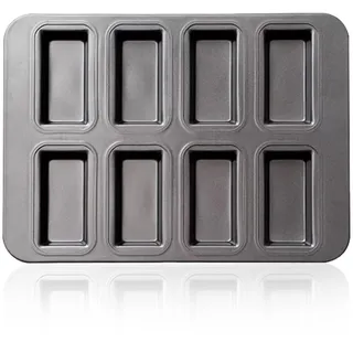 ECVUKQ Mini-Kastenform, Mini längliche Kuchenform Antihaft Brotbackform gleichzeitig 8 kleine Brote und Kuchen sehr gute Antihaftbeschichtung für Brötchen Muffin Stahl Grau