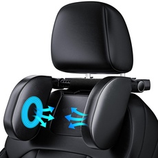 Kopfstütze Auto ,Weichem Gedächtnisschaum,Einziehbare Abnehmbare Nackenstütze Autositz Seitliches Kopfstützkissen für Kinder Erwachsene,180°Einstellbar, zum Schlafen (Schwarz)