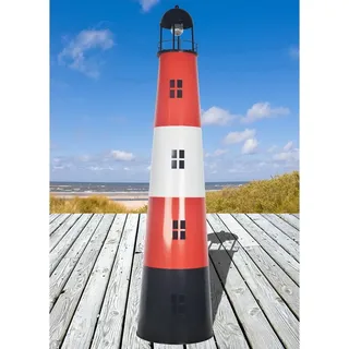 JW 150 cm Solar-Leuchtturm mit LED-Beleuchtung 2637-01 - Rot, Weiß, Schwarz