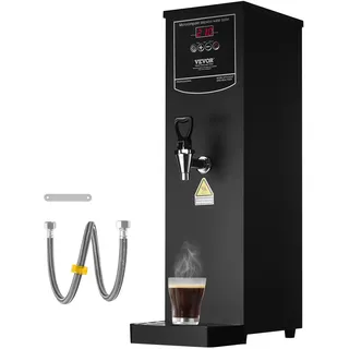 Vevor kommerzieller Wasserkocher 15 L, elektrischer Heißwasserspender mit Heizrohr aus Edelstahl, 2500 W, schrittweise schnelle Aufheizung, 50 L/Std - Schwarz
