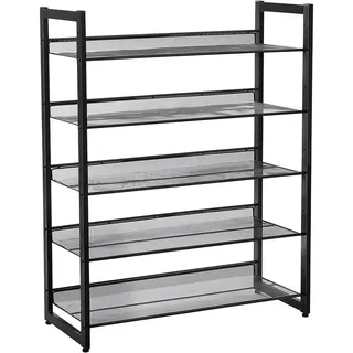 Songmics Schuhregal 74 x 104 x 30,7 cm schwarz / schwarz