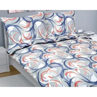 Crepe Leinen auf Doppelbett - 1pc 220x200, 70x90 - blau,rosa,grau - Blau, Rosa, Grau