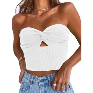 EFAN Schlauchtop für Damen, trägerlos, bauchfrei, Bandeau-Tanktop, aus Rippstrick, im Y2K-Stil, für Sommer, Strand, Urlaub und zum Ausgehen