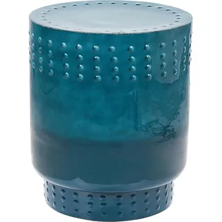 BELIANI Beistelltisch Blaugrün Metall Glänzend Hoch Rund 41cm Trommelform Strukturiert Farbverlauf Retro Couchtisch für Pflanzen Wohnzimmer Ausstattung - Blau