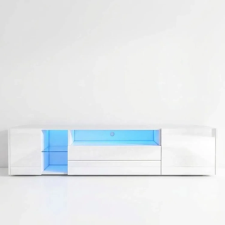 Merax TV Lowboard 180x40x45 cm LED 2 Türen 2 Schubladen Für 75 Zoll TV