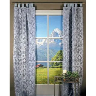 HOSSNER - ART OF HOME DECO Gardine "Blausee" Gr. 1, blau, B:105cm H:225cm, Baumwolle, Seide, Viskose, HOSSNER - ART OF HOME DECO, Gardinen, Gardine, Schlaufenschal mit floralem Muster