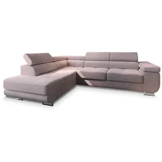 Masseno Ecksofa Apiro L-S Lila Kordstoff mit Schlaffunktion , Holz , L-Form,L-Form , 276x202 cm , Wohnzimmer, Sofas & Couches, Wohnlandschaften, Ecksofas