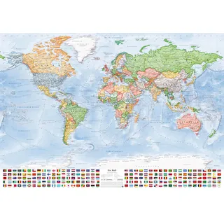 J.Bauer Karten Weltkarte (Politisch), Poster 100 x 70 cm, deutsch, Stand 2025