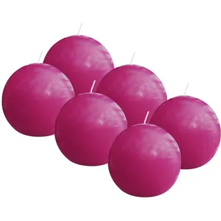 Bolsius Essentials - Glatte Kugelkerze - Fuchsia Rosa - Glänzend - 7cm - 6 Stück - 16 Stunden - dekorative Kerzen - ohne Palmöl - Mit natürlichem Pflanzenwachs