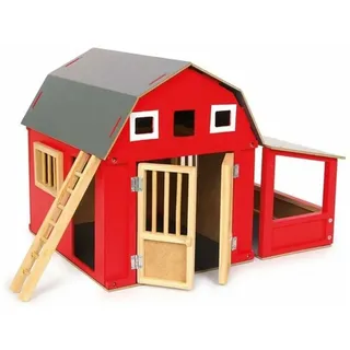 Small Foot Company Small Foot 8555 Holzscheune Alabama, roter Holzstall mit abnehmbaren Dach, Bauernhof-Zubehör, Rot