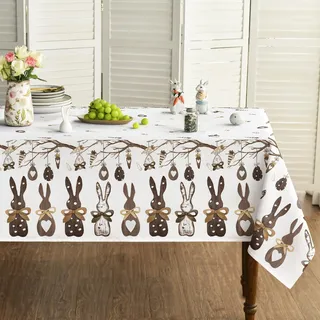 Artoid Mode Planken Hasen Ostereier Ostern Tischdecke 140x180 cm, Tischwäsche Frühling Küche Tisch Dekoration Drinnen Urlaub Party Dekor