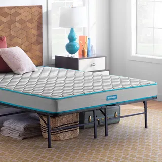 Linenspa Bett 180x200 cm mit Matratze und Lattenrost – 33 cm hohes Bettgestell mit 15 cm Federkernmatratze – Metallbett klappbar