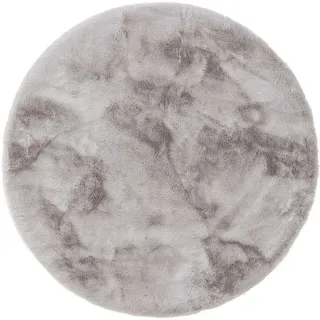 Kunstloft Kunstfell-Teppich Dave Grau ø 80 cm rund , Textil , Beton Optik , Rund , 80x1 cm , Gots , waschbar , Teppiche und Böden, Teppiche