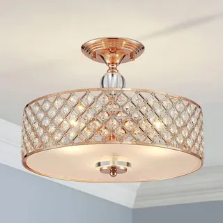 Saint Mossi Modern Deckenleuchte deckenlampe Kristall Mischen Roségolden Metall Lampenschirm Wohnzimmerleuchte Schlafzimmerleuchte Innenleuchte Durchmesser 40cm Lüster Kronleuchter