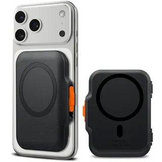 Spigen TinTap MagFit+ MagSafe Kartenhalter mit Verschluss-System Kompatibel mit iPhone 17/16/15, andere MagSafe-Modelle, Google Pixelsnap und MagSafe-Zubehör - Schwarz