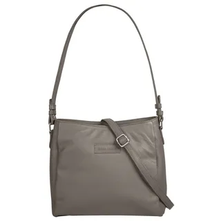 Shopper BRUNO BANANI, Damen, Gr. B/H/T: 27cm x 25cm x 10cm onesize, grau, Leder, leicht glänzend, unifarben, Taschen Shopper, echt Leder