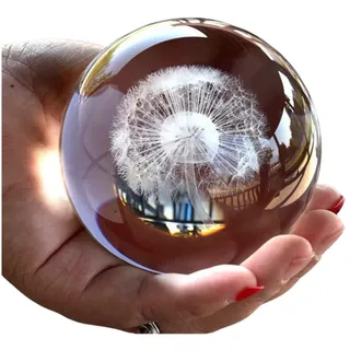 qianyue Kristall Löwenzahn Ball Figurine Feng Shui Büro Dekorative Sturm Glaskugeln Ornamente Löwenzahn Statue Handwerk (60mm)