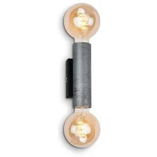 Briloner Leuchten - Wandleuchte vintage, Wandspot retro, Wandlampe Up & Downlight, 2x E27 Fassung, Silver-Crafted, Schwarz