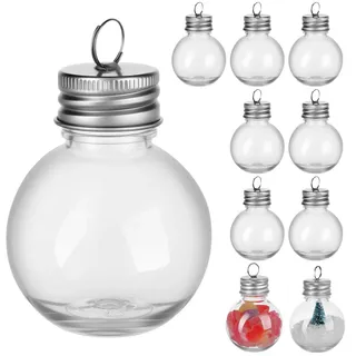 Operitacx 10 StüCk BefüLlbare Weihnachtskugeln, 50 Ml Transparente Christbaumkugeln Zum BefüLlen Durchsichtige Kugeln Trinkglas FüR Weihnachtsbaum Hochzeit Partydekoration Verschiedene Verwendungszwe