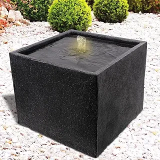 Gartenbrunnen Brunnen Zierbrunnen Zimmerbrunnen Springbrunnen Brunnen mit LED-Licht 230V Wasserfall Wasserspiel für Garten, Gartenteich, Terrasse, Balkon (Basalt MODERNA mit LED-Licht - 230V)