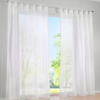 SIMPVALE 2 Stücks Voile Vorhänge zu Gürtelschlaufe transparent Vorhänge Fenster Balkon aus Tüll Breite 140cm, Polyester, weiß, Höhe 175cm