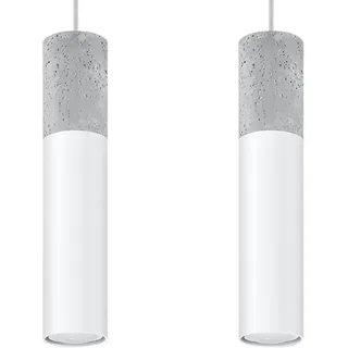 Hängeleuchte BORGIO 2 weiß 2xGU10 10W Stahl/Beton 90x6x30cm Sollux Lighting - Grau