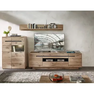 Innostyle Wohnwand INNOSTYLE BELLANO braun (außen viking oak nature nb, innen graphit nachbildung), B:309cm H:185cm T:44cm, Glas, Holzwerkstoff, MDF, Kastenmöbel-Sets, Wohnwand, inkl. LED-Beleuchtung