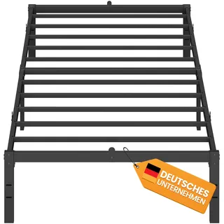 VASAGLE Einzelbettgestell, Bett, 90 x 200 cm, Metallbett, Bettrahmen, Unterbettaufbewahrung, modern, Gästebett, einfacher Aufbau, tintenschwarz RMB132B01