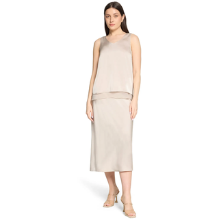 Maxirock BETTY BARCLAY "Maxirock unifarben", Damen, Gr. 46, grau (grau beige), Einsatz: 100% Polyester PES., Röcke Maxirock