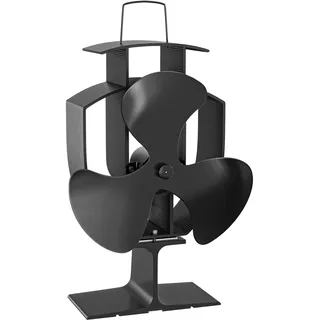Wiltec Kaminofenventilator 50 bis 300°C Ofenventilator ohne Strom Schwarz