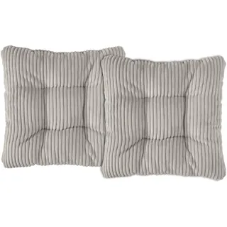 Traumnacht Stuhlkissen Cozy 2er Set mit gemütlichem Cord Bezug, Bequeme Sitzkissen für Gartenstuhl, Küche oder Esszimmer, Indoor u. Outdoor, 38 x 38 x 6 cm, kieselgrau