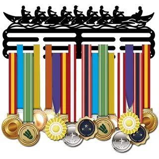SUPERDANT Ruderboot Medaillenhalter Rudern Medaillen Aufbewahrung Ruder Medaillen Aufhänger Schwarzes Eisen Wandhaken Für Wettkampf Medaille Aufhängedekor Geschenke für Sportler Kinder