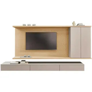Belluti Wohnwand , Beige, Eiche Bianco , Holz, Holzwerkstoff , Eiche , furniert , 3 Fächer , 349.2x182 cm , individuell planbar, Beimöbel erhältlich, in verschiedenen Holzdekoren erhältlich , Wohnzimmer, Wohnwände, Komplette Wohnwände