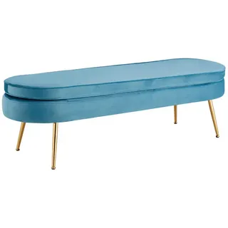 SalesFever Sitzpouf oval Samt 142 x 41 x 45 cm Blau/Gold