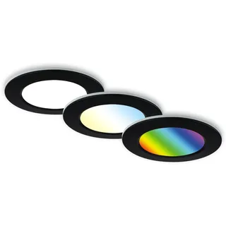 Briloner Di-Ka LED Einbauleuchte Fungo RGBW 3er Set schwarz Ø 9,2 cm 4,8 W dimmbar