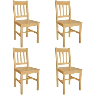 vidaXL Esszimmerstuhl Kiefer naturbelassen braun 4er Set